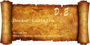 Decker Esztella névjegykártya